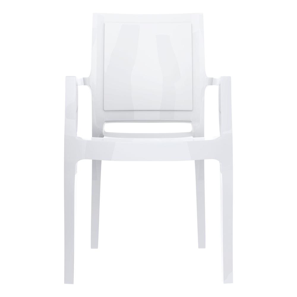 Modern Dining Arm Chair, Set of 4, Glossy White, Belen Kox. Picture 3