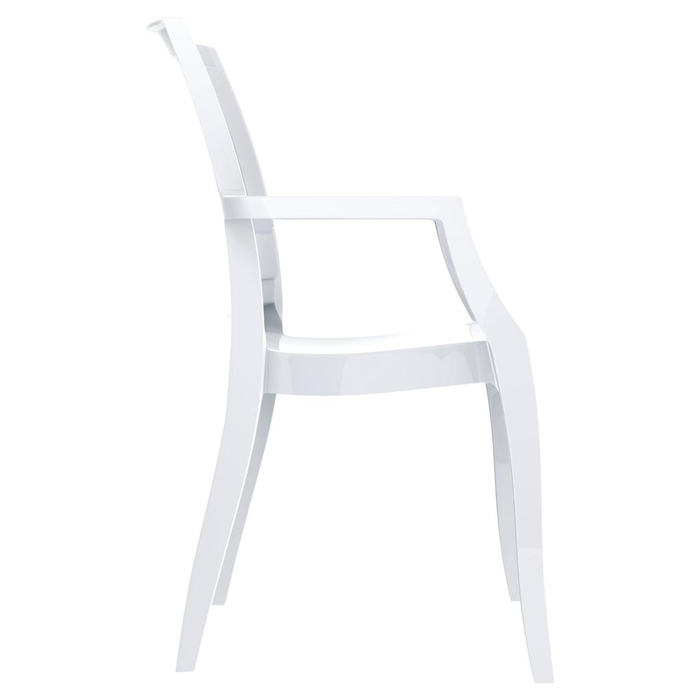 Modern Dining Arm Chair, Set of 4, Glossy White, Belen Kox. Picture 4