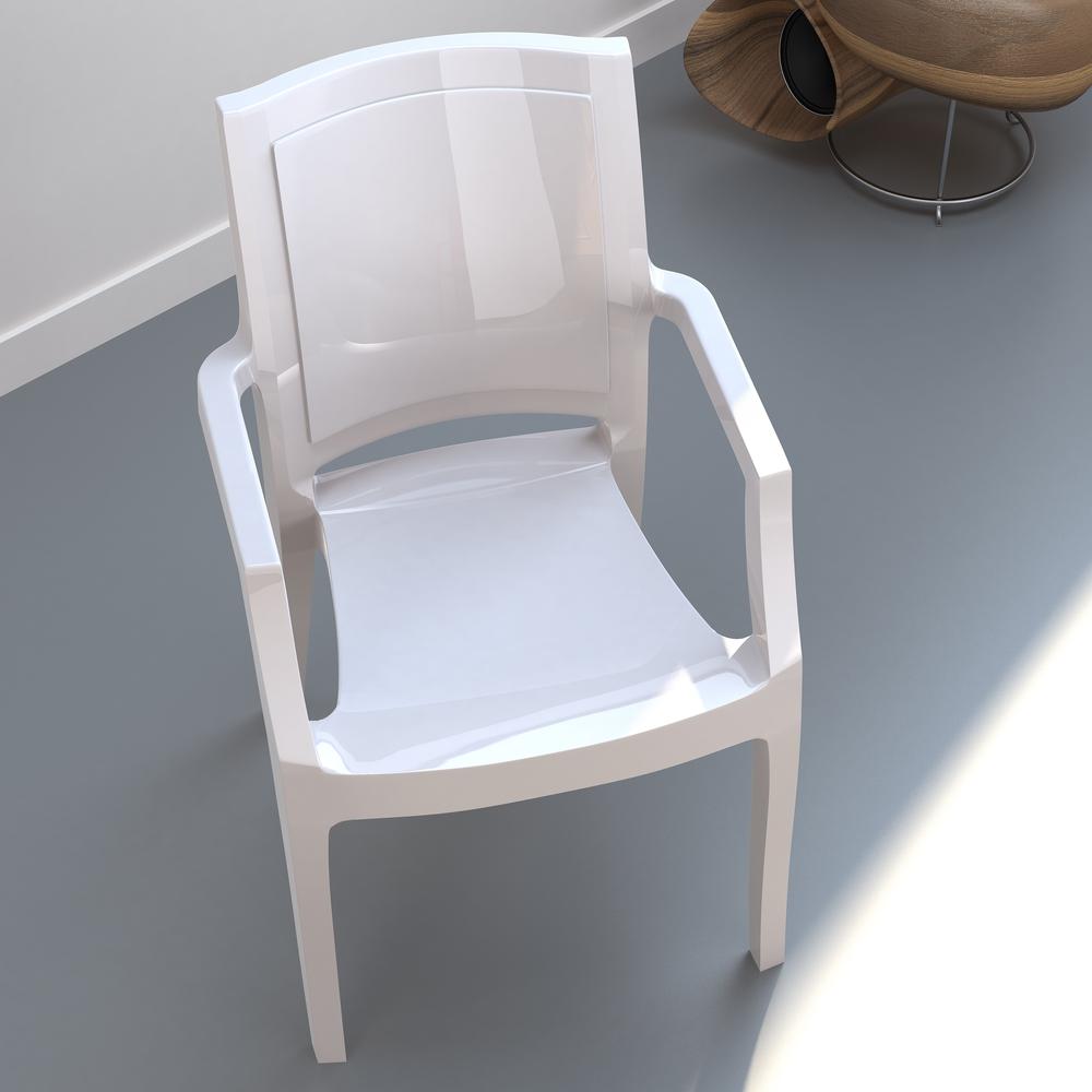 Arthur Polycarbonate Modern Dining Chair Glossy White, Set of 4. Picture 6