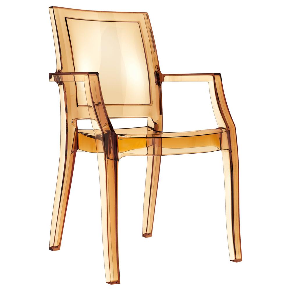 Modern Dining Arm Chair, Set of 4, Transparent Amber, Belen Kox. Picture 1