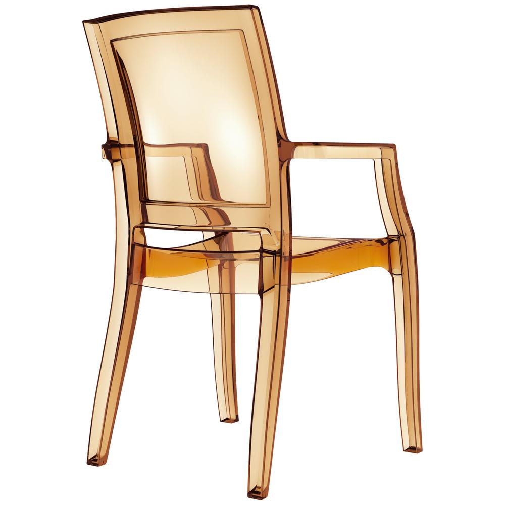 Modern Dining Arm Chair, Set of 4, Transparent Amber, Belen Kox. Picture 2