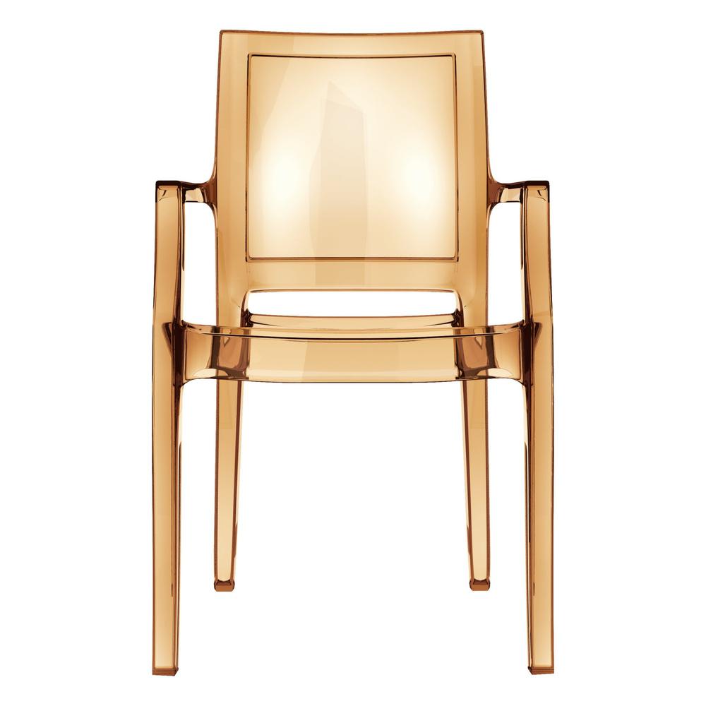 Modern Dining Arm Chair, Set of 4, Transparent Amber, Belen Kox. Picture 3