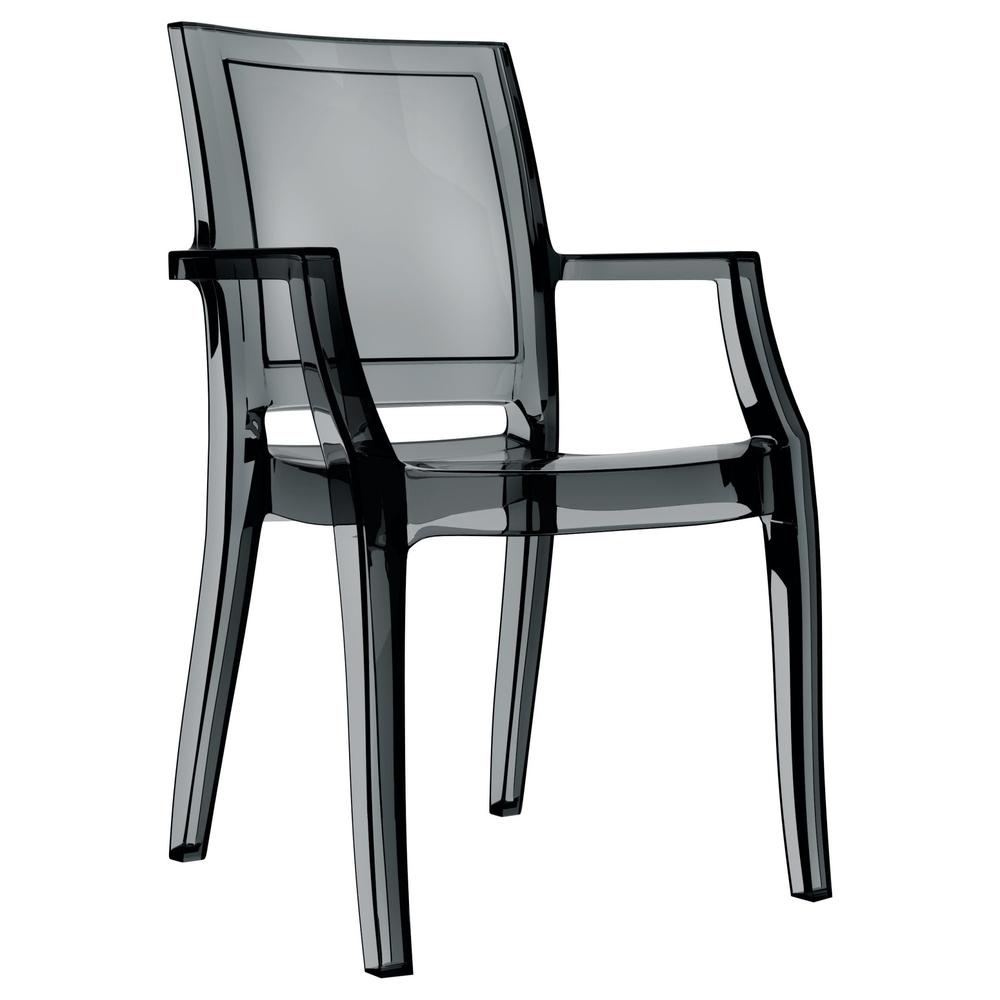 Arthur Polycarbonate Modern Dining Chair Transparent Black, Set of 4. Picture 1
