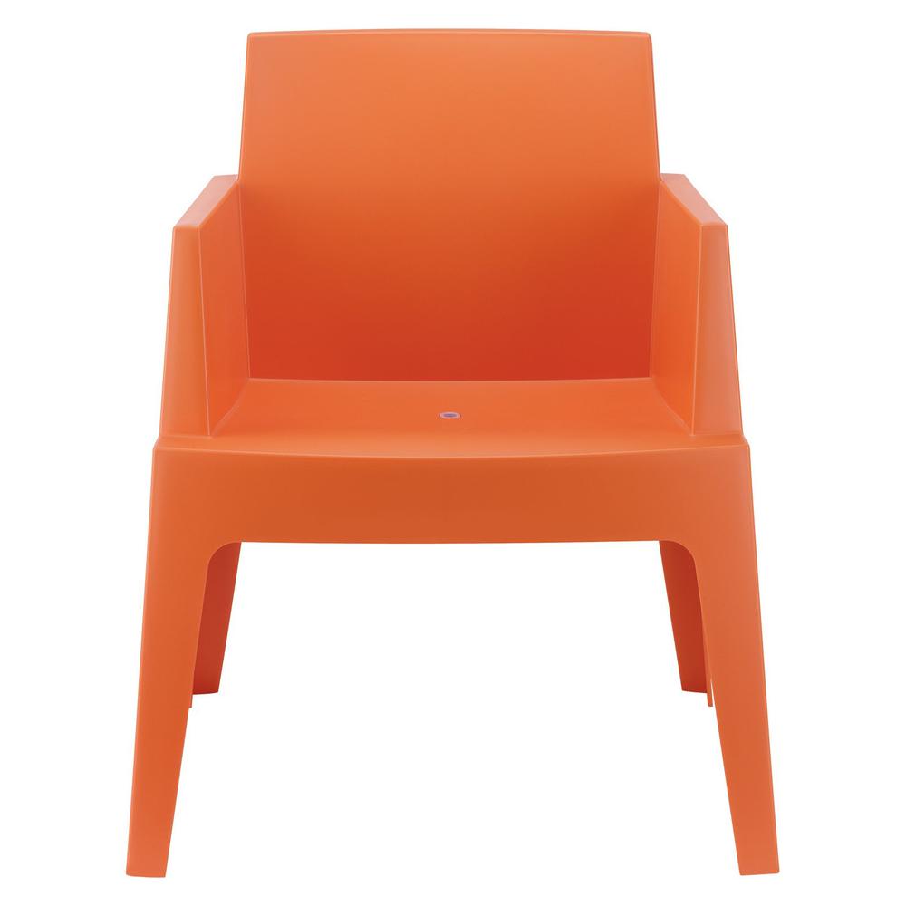 Box Resin Outdoor Dining Arm Chair Orange, set of 4. Picture 3