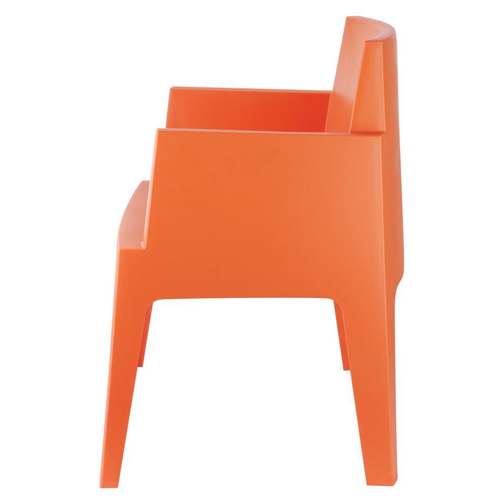 Box Resin Outdoor Dining Arm Chair Orange, set of 4. Picture 4