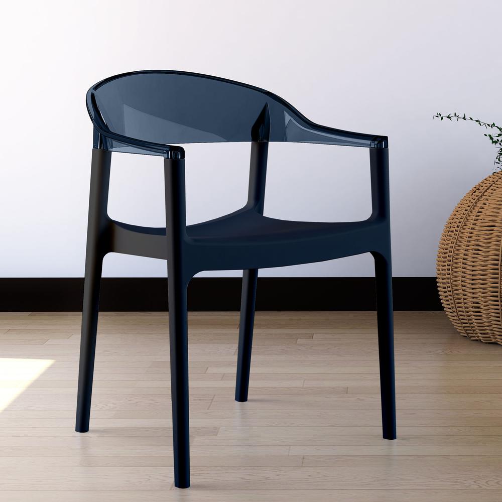 Carmen Modern Dining Chair Black Seat Transparent Black Back, set of 2. Picture 6