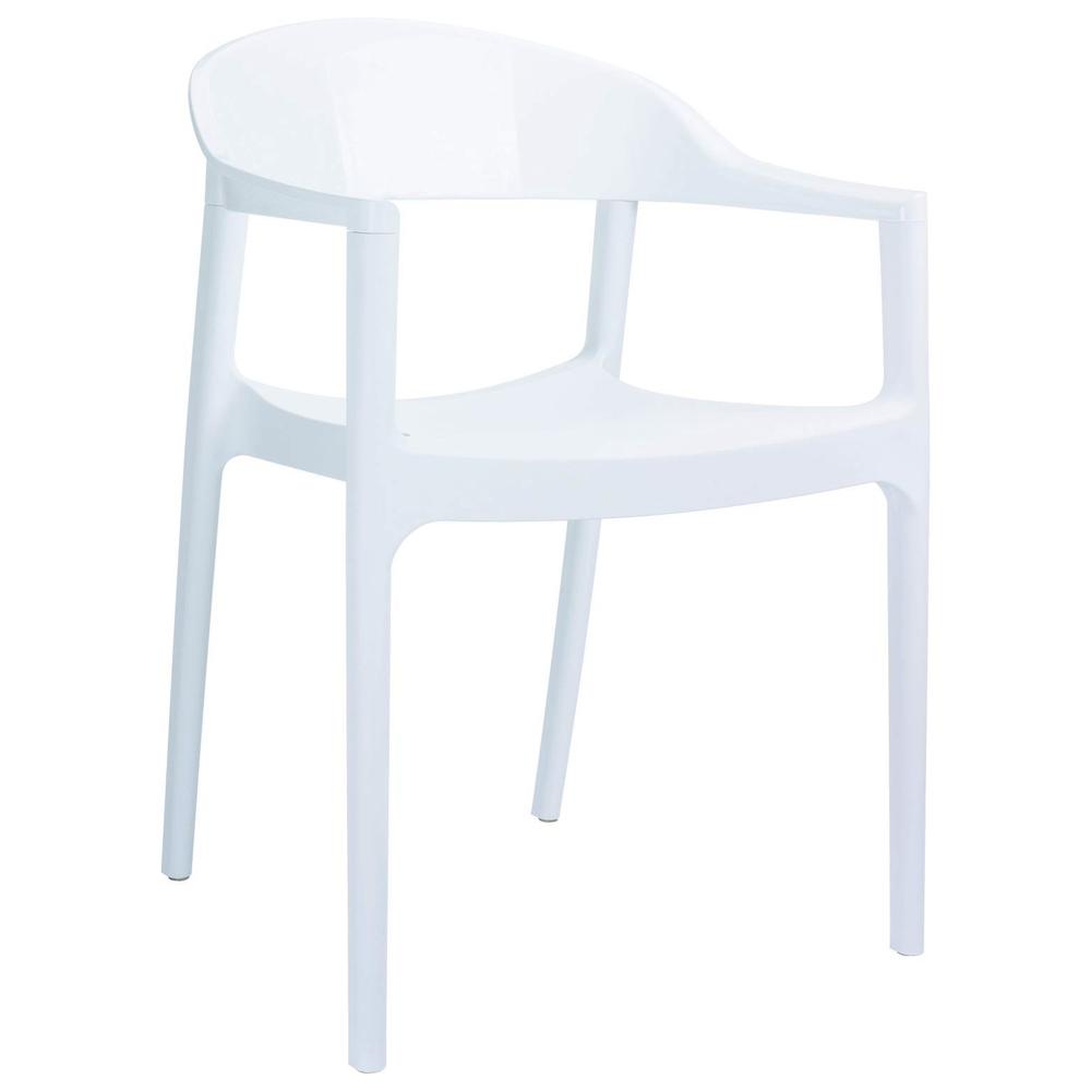 Modern Dining Chair, Set of 2, White Seat Glossy White Back, Belen Kox. The main picture.