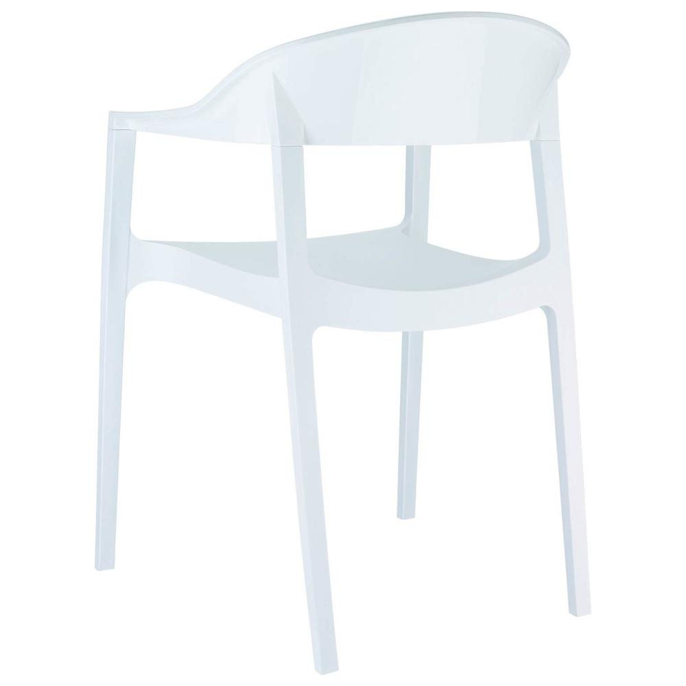 Carmen Modern Dining Chair White Seat Glossy White Back, Set of 2. Picture 2