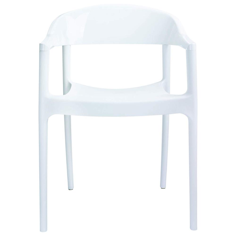 Modern Dining Chair, Set of 2, White Seat Glossy White Back, Belen Kox. Picture 3