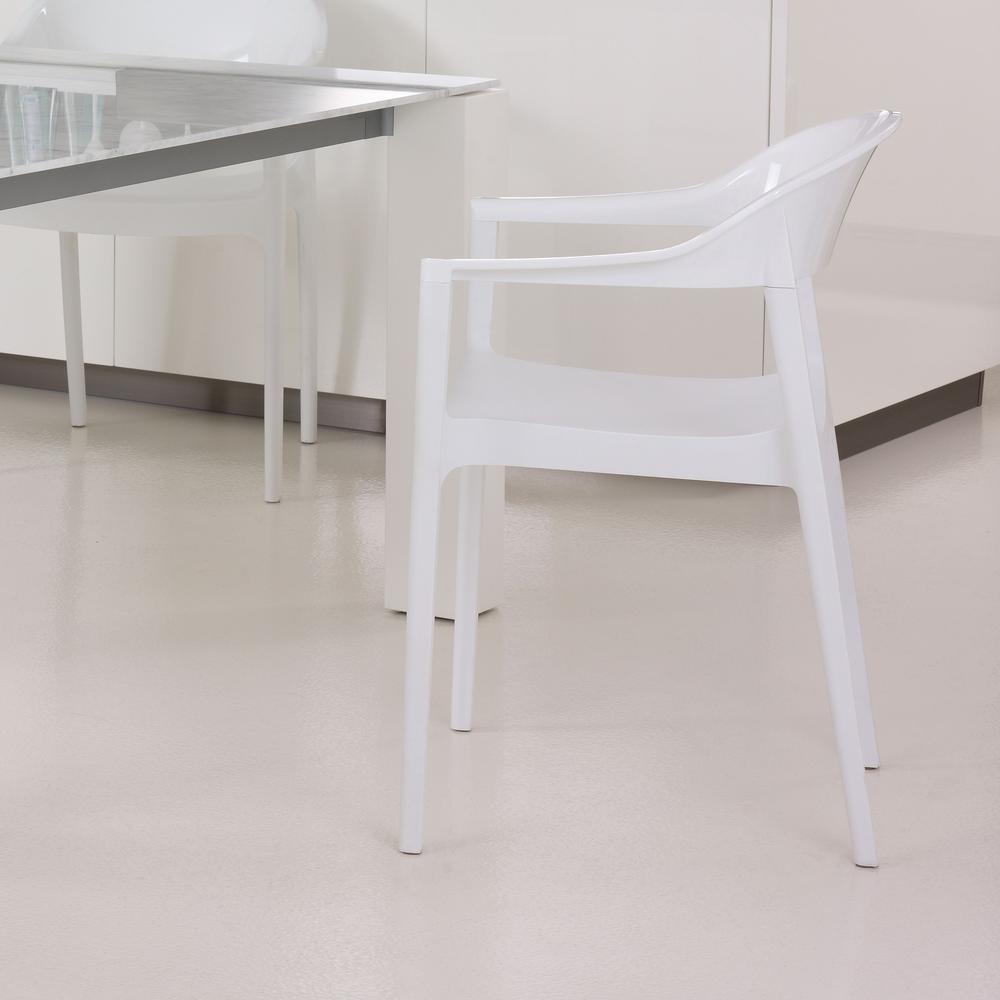 Modern Dining Chair, Set of 2, White Seat Glossy White Back, Belen Kox. Picture 7