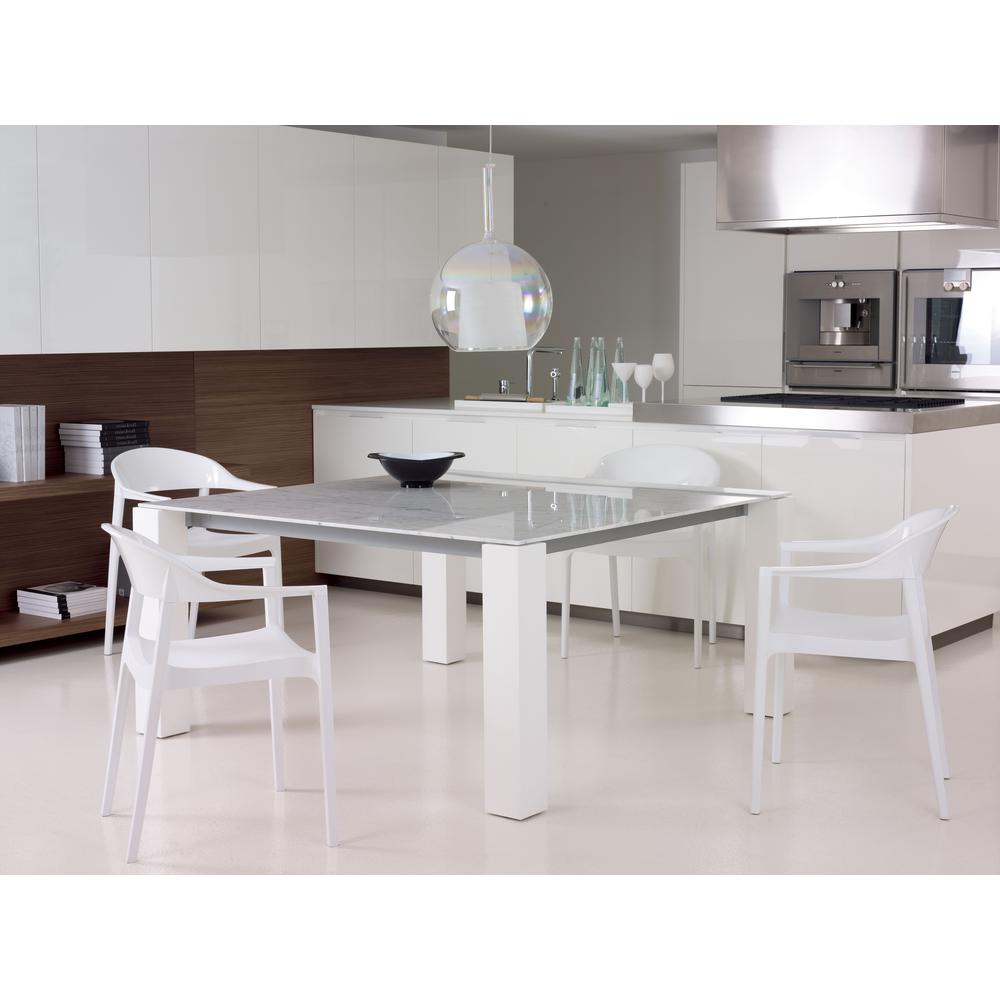 Modern Dining Chair, Set of 2, White Seat Glossy White Back, Belen Kox. Picture 8
