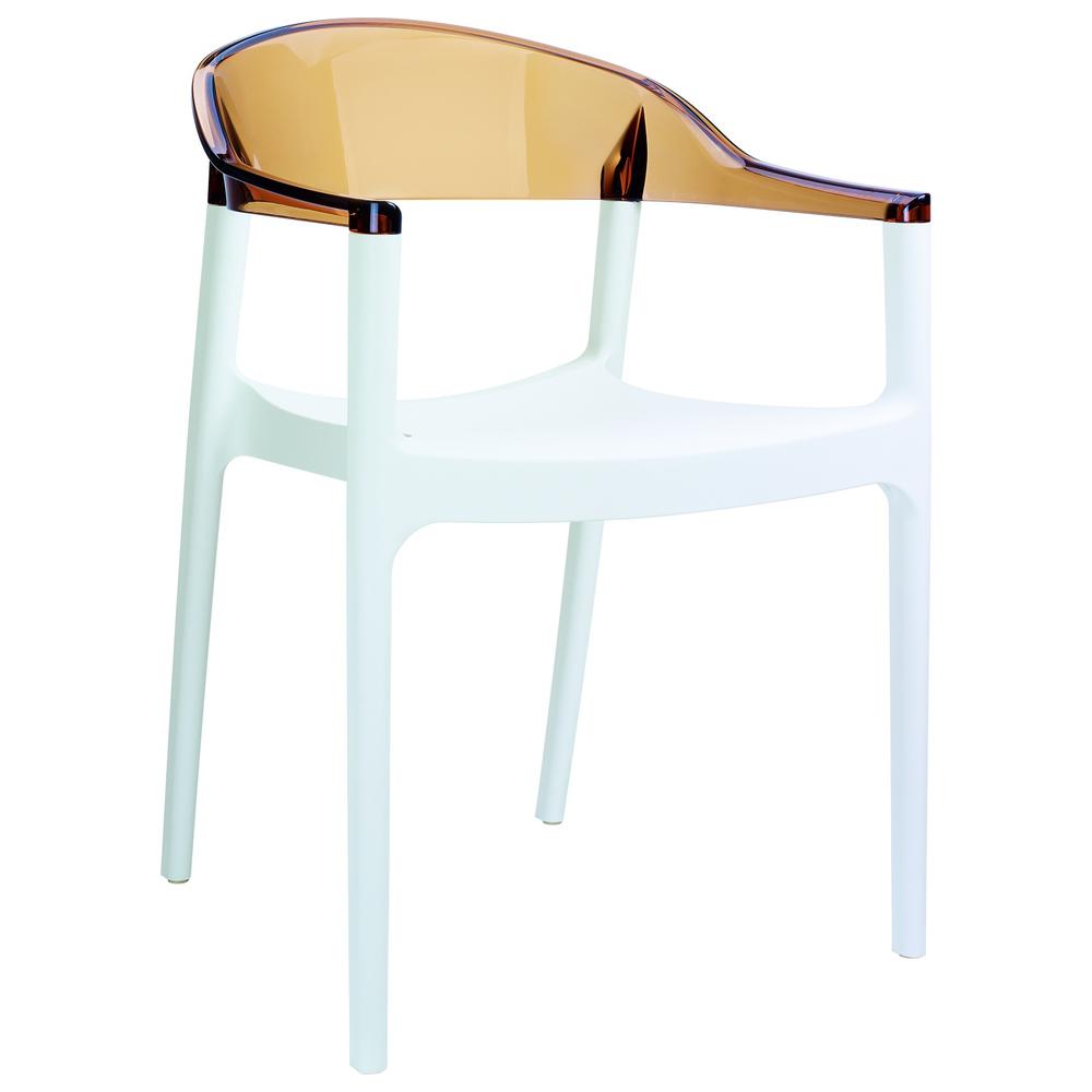 Carmen Modern Dining Chair White Seat Transparent Amber Back, Set of 2. Picture 1