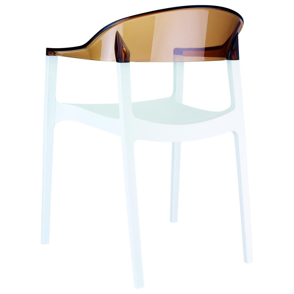 Carmen Modern Dining Chair White Seat Transparent Amber Back, Set of 2. Picture 2