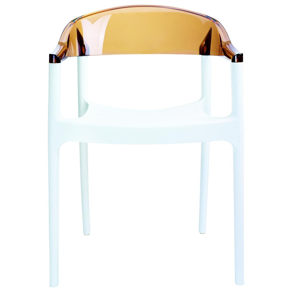 Carmen Modern Dining Chair White Seat Transparent Amber Back, Set of 2. Picture 3