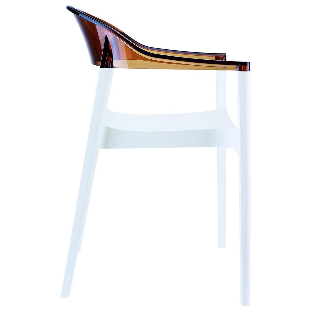 Carmen Modern Dining Chair White Seat Transparent Amber Back, Set of 2. Picture 4