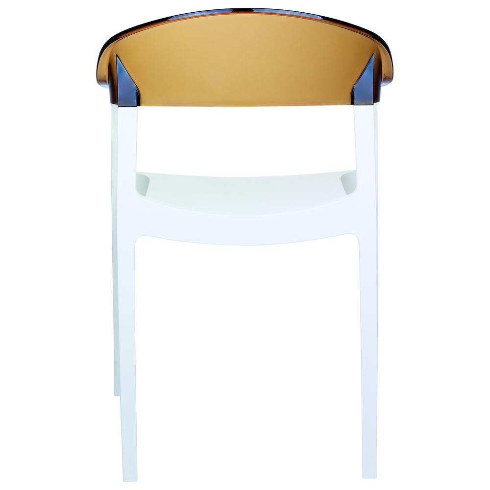 Carmen Modern Dining Chair White Seat Transparent Amber Back, Set of 2. Picture 5