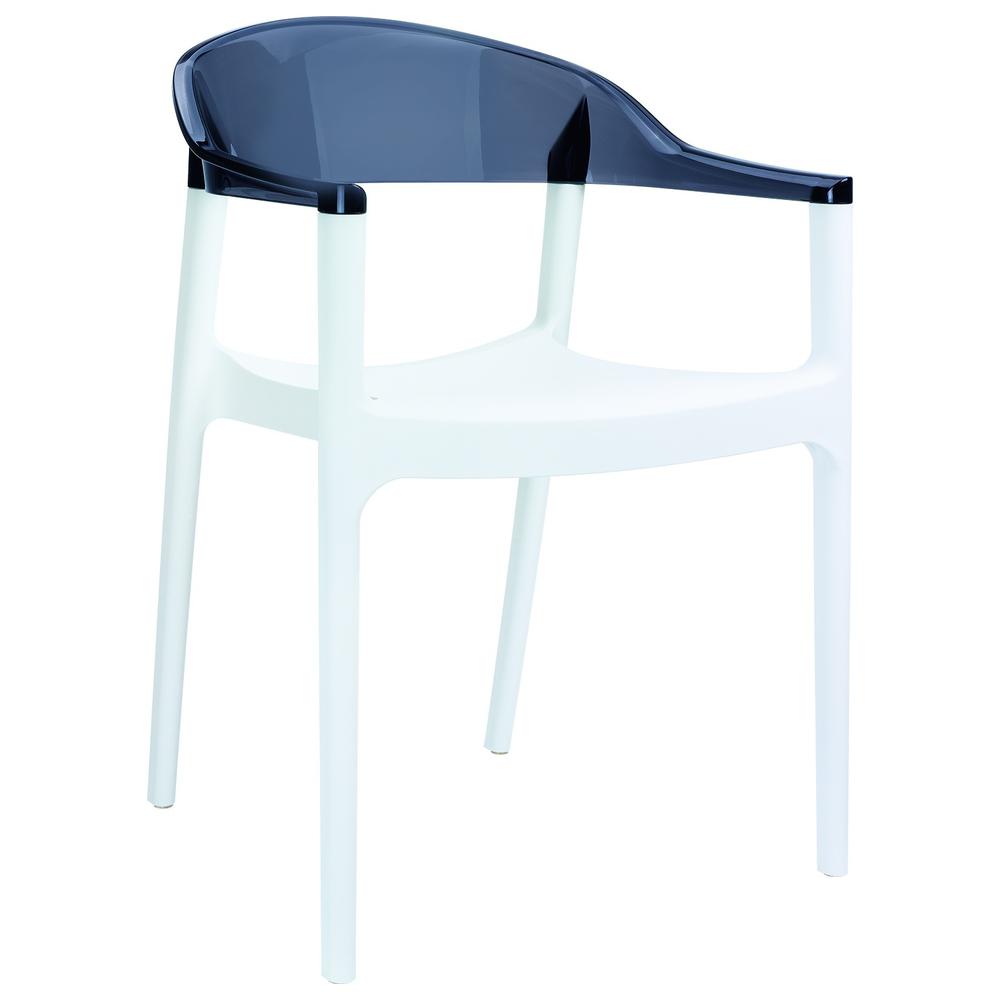 Modern Dining Chair White Seat Transparent Black Back - Set Of 2. Picture 1