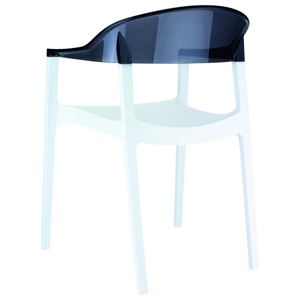 Modern Dining Chair White Seat Transparent Black Back - Set Of 2. Picture 2