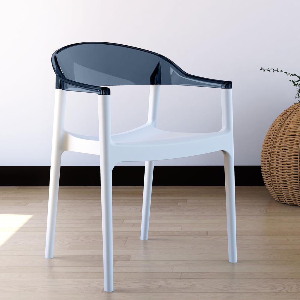 Modern Dining Chair White Seat Transparent Black Back - Set Of 2. Picture 6