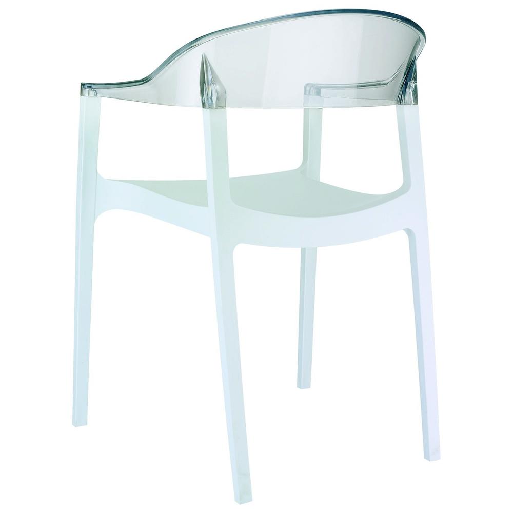 Modern Dining Chair, Set of 2, White Seat Transparent Clear Back, Belen Kox. Picture 2