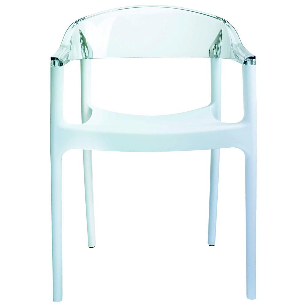 Modern Dining Chair, Set of 2, White Seat Transparent Clear Back, Belen Kox. Picture 3
