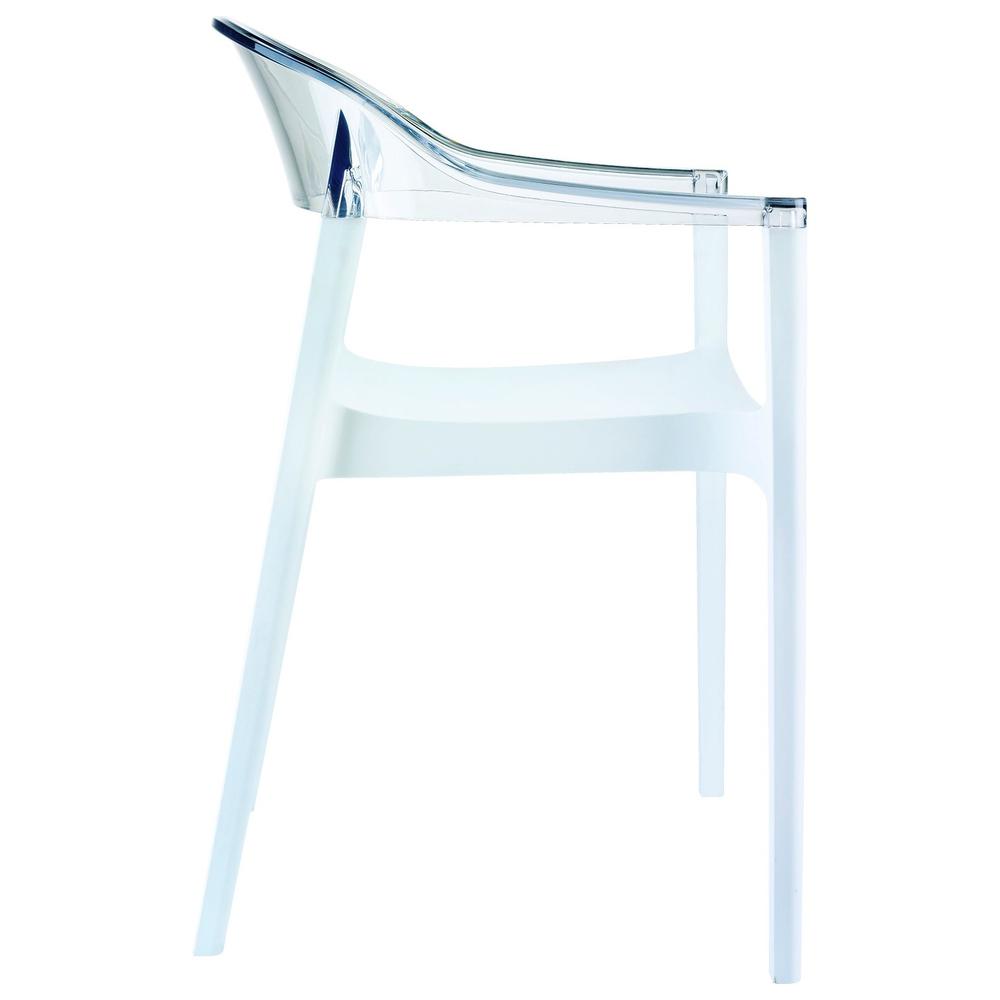 Modern Dining Chair, Set of 2, White Seat Transparent Clear Back, Belen Kox. Picture 4