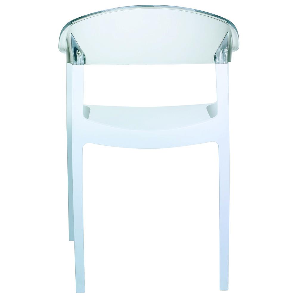 Modern Dining Chair, Set of 2, White Seat Transparent Clear Back, Belen Kox. Picture 5
