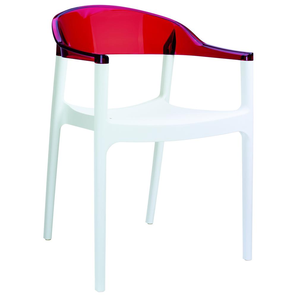 Modern Dining Chair White Seat Transparent Red Back - Set Of 2. The main picture.