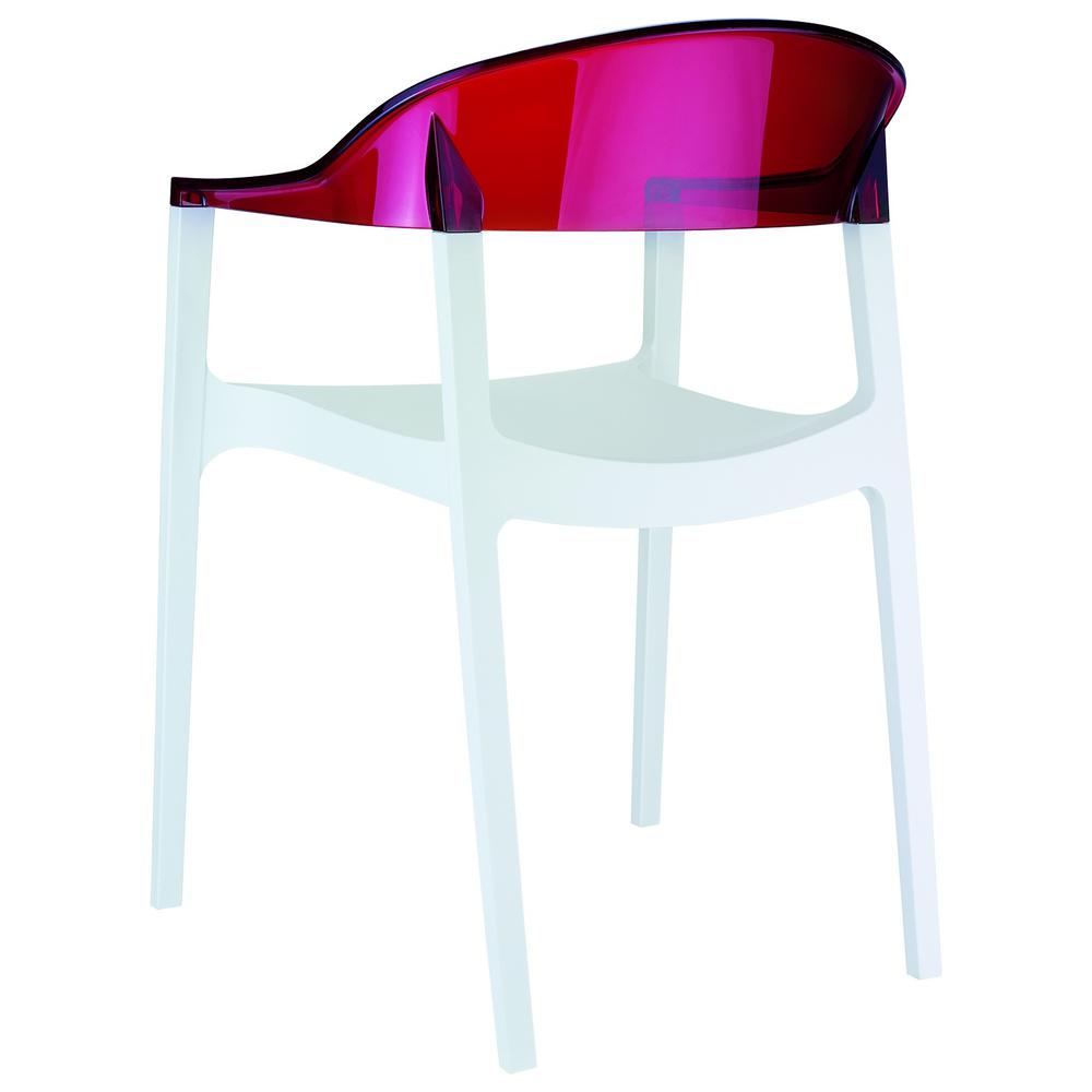 Modern Dining Chair White Seat Transparent Red Back - Set Of 2. Picture 5