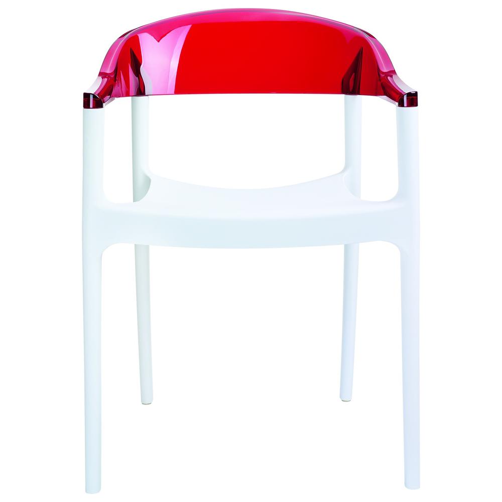 Modern Dining Chair White Seat Transparent Red Back - Set Of 2. Picture 6
