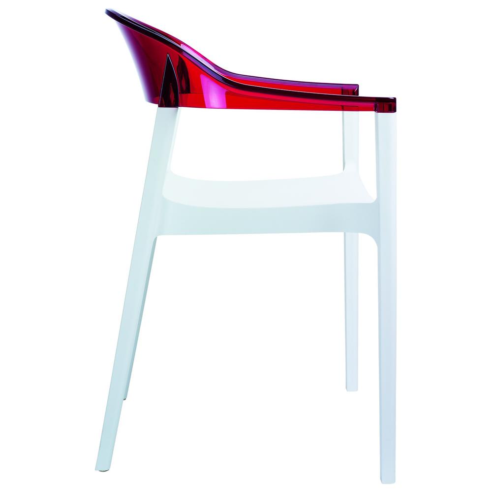 Modern Dining Chair White Seat Transparent Red Back - Set Of 2. Picture 7