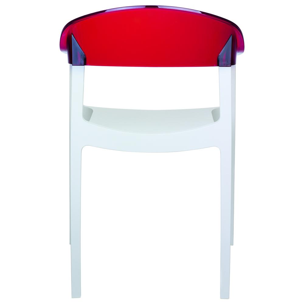 Modern Dining Chair White Seat Transparent Red Back - Set Of 2. Picture 8
