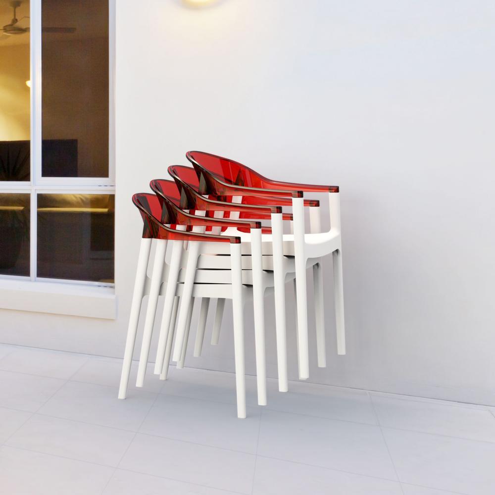 Modern Dining Chair White Seat Transparent Red Back - Set Of 2. Picture 12