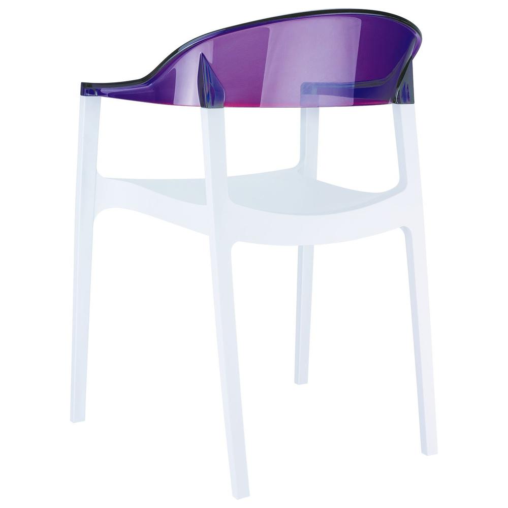 Modern Dining Chair, Set of 2, White Seat Transparent Violet Back, Belen Kox. Picture 4