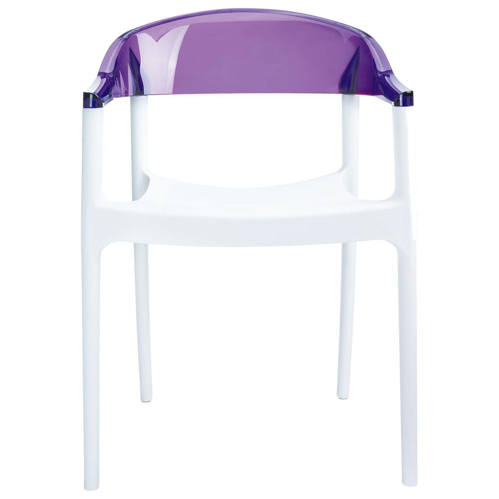 Carmen Modern Dining Chair White Seat Transparent Violet Back, Set of 2. Picture 5