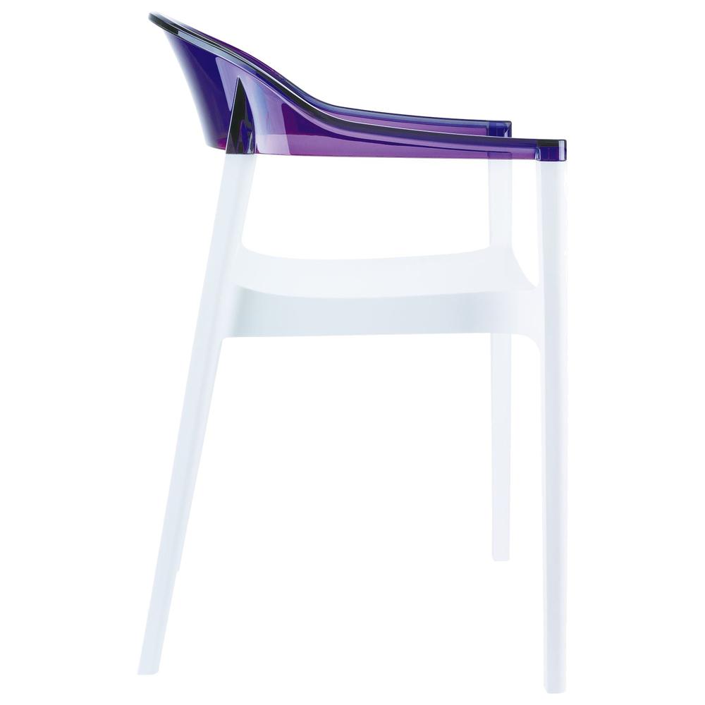 Modern Dining Chair, Set of 2, White Seat Transparent Violet Back, Belen Kox. Picture 6
