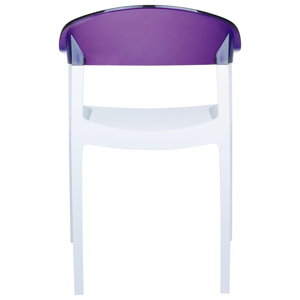 Modern Dining Chair, Set of 2, White Seat Transparent Violet Back, Belen Kox. Picture 7