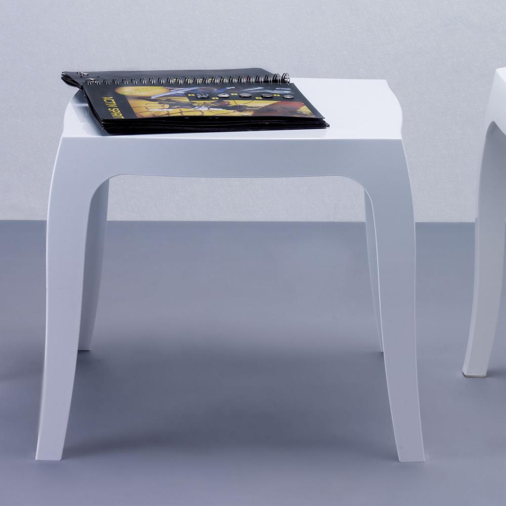 Queen Polycarbonate Side Table Glossy White. Picture 7