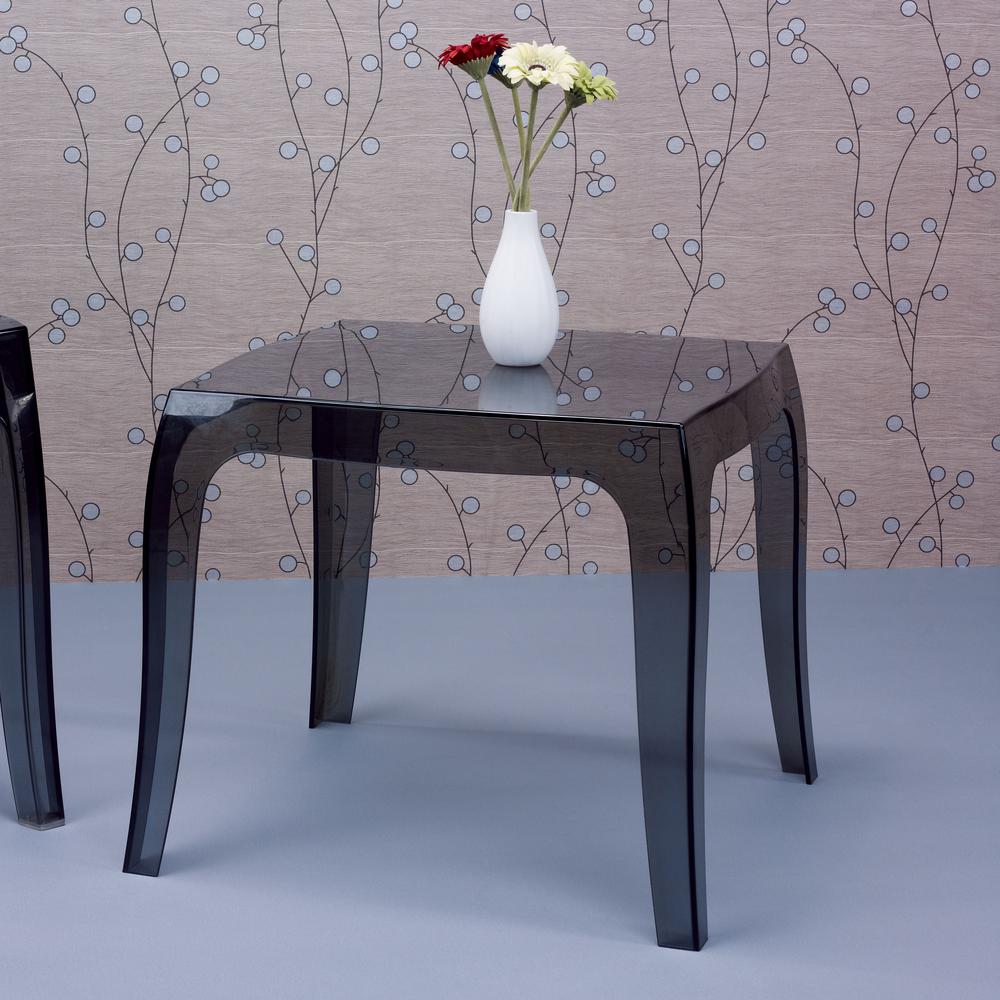 Queen Polycarbonate Side Table Transparent Black. Picture 5