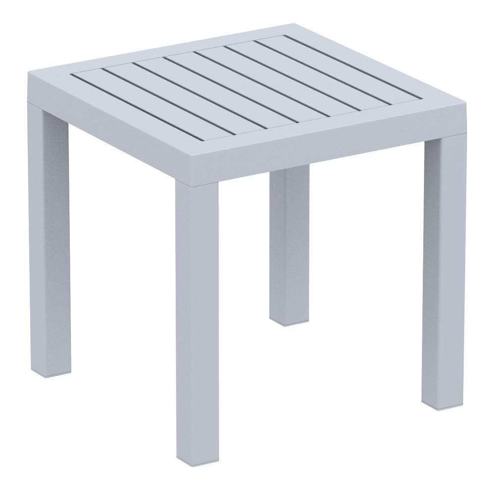 Ocean Square Resin Side Table Silver Gray. Picture 1