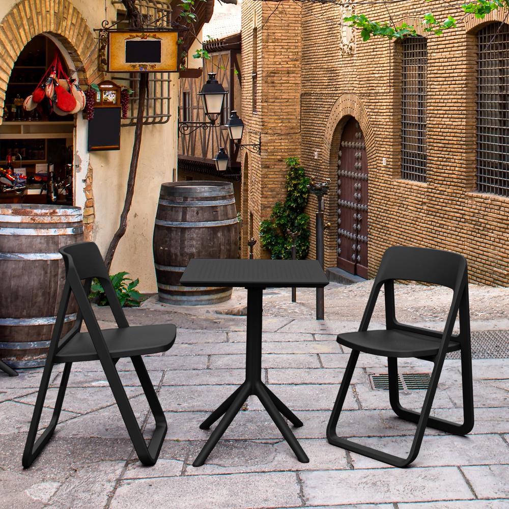 Dream Folding Outdoor Bistro Set with 2 Chairs Black. Picture 1