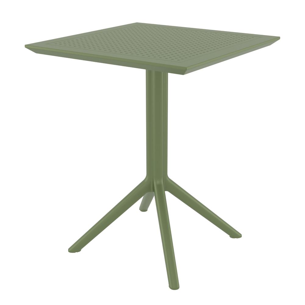 Dream Folding Outdoor Bistro Set with Olive Green Table and 2 Olive Green Chairs. Picture 3