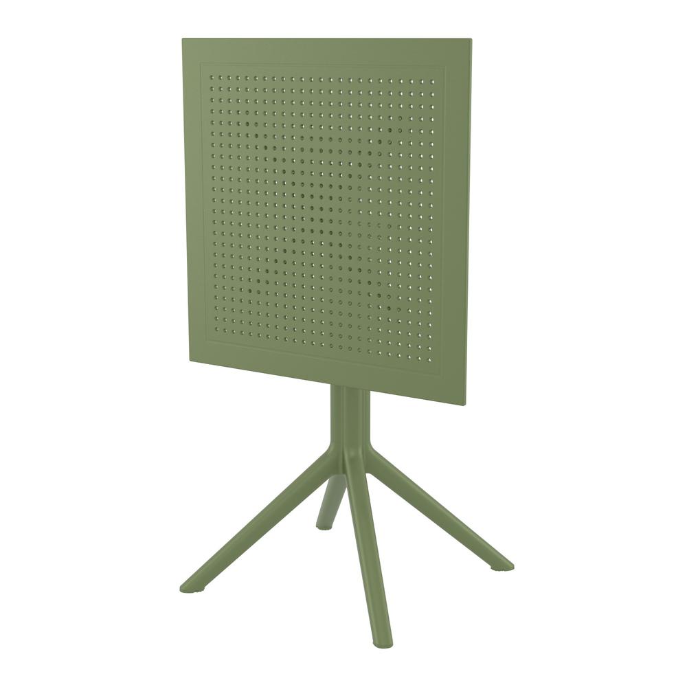 Dream Folding Outdoor Bistro Set with Olive Green Table and 2 Olive Green Chairs. Picture 4