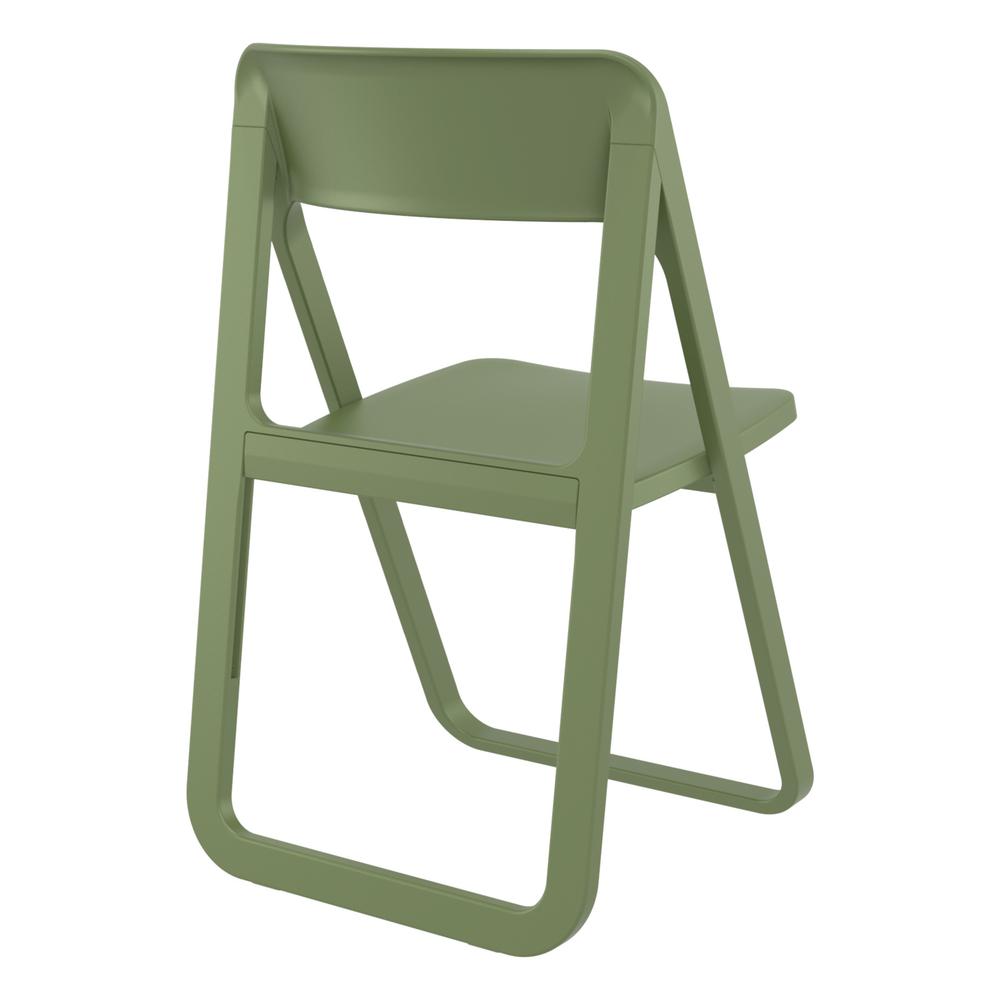 Dream Folding Outdoor Bistro Set with White Table and 2 Olive Green Chairs. Picture 3