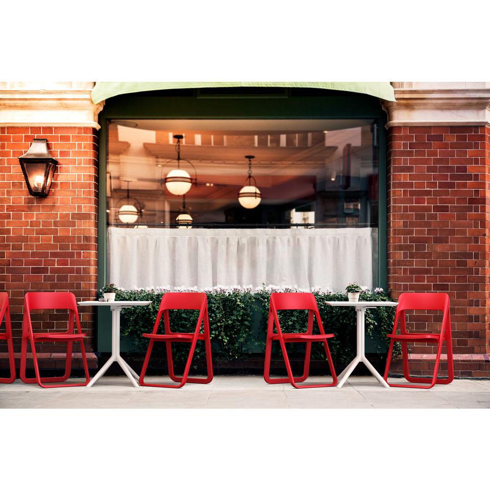 Dream Folding Outdoor Bistro Set with White Table and 2 Red Chairs. Picture 6