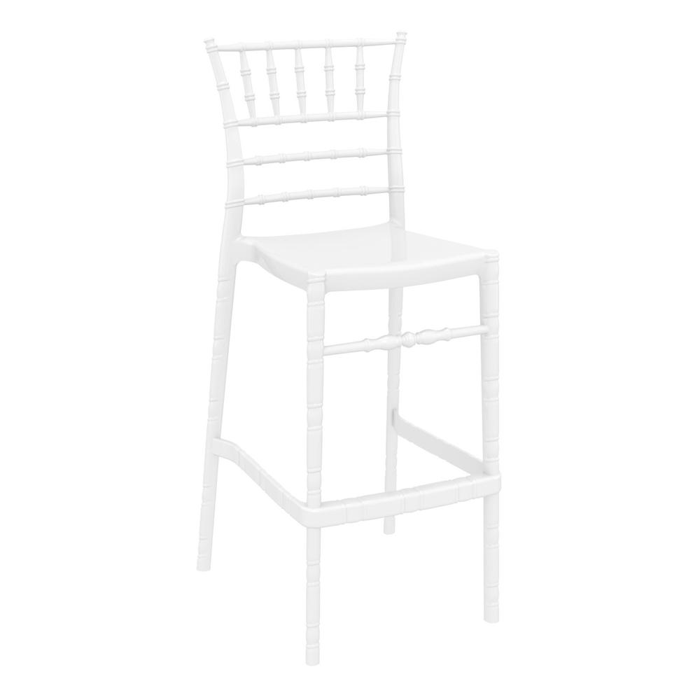 Polycarbonate Bar Stool, Glossy White, Set of 2, Belen Kox. Picture 1