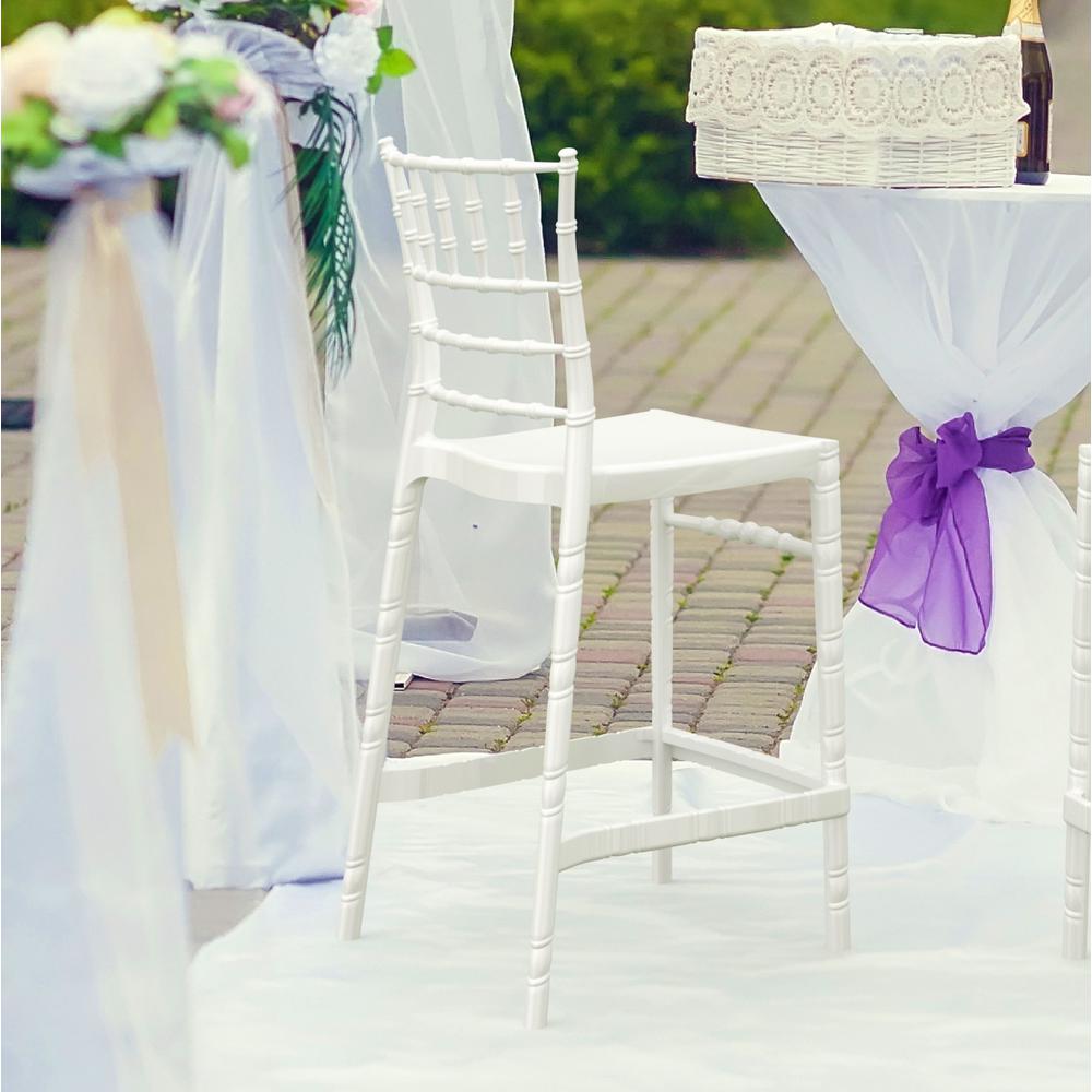 Chiavari Polycarbonate Counter Stool Glossy White, Set of 2. Picture 6