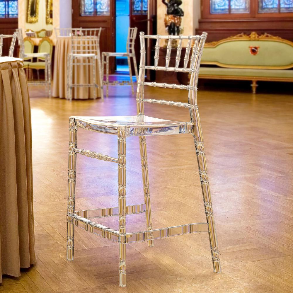 Polycarbonate Counter Stool, Transparent Clear, Set of 2, Belen Kox. Picture 6