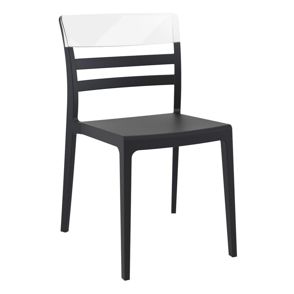 Moon Dining Chair Black Transparent Clear, set of 2. Picture 1