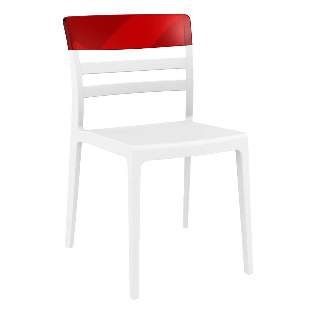Moon Dining Chair White Transparent Red, Set of 2. Picture 1